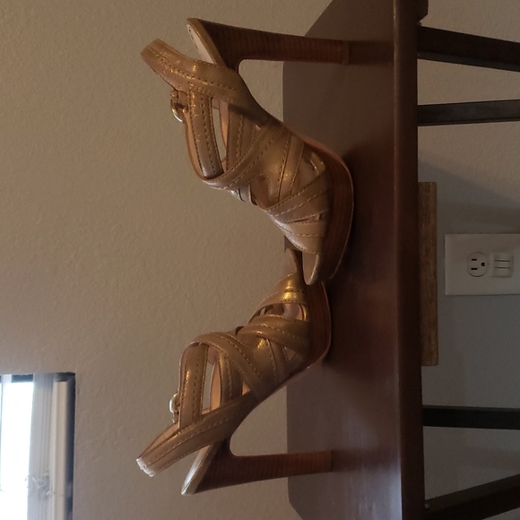 Coach Brynne Leather Strappy Sandal Chunky Heels - Picture 7 of 12